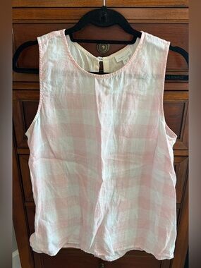J. Jill Pink and White Gingham Sleeveless Cotton Camisole